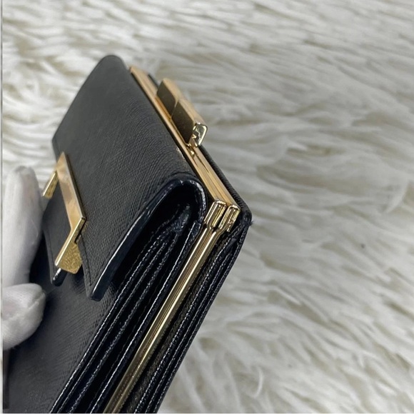 Yves Saint Laurent Black Wallet with Gold Detail - Picture 7 of 13